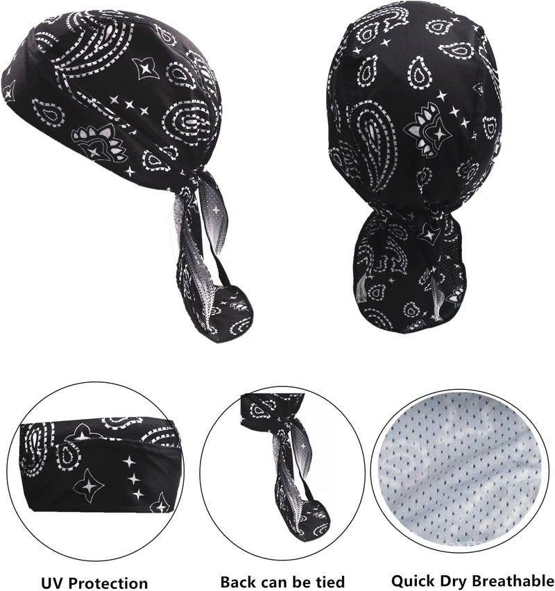 GUIFIER 4 Pack Do Rag/Dew Rag Beanie Cap Hat Chemo Cap Skull Cap for Men and Women - Image 2